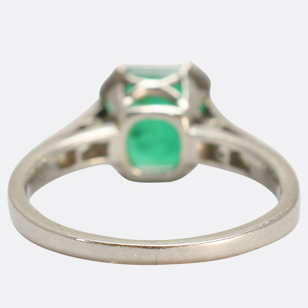 Art Deco Emerald & Asscher Cut Diamond Engagement Ring
