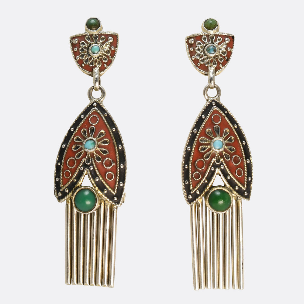 Art Deco Enamel Tassel Earrings by Theodor Fahrner