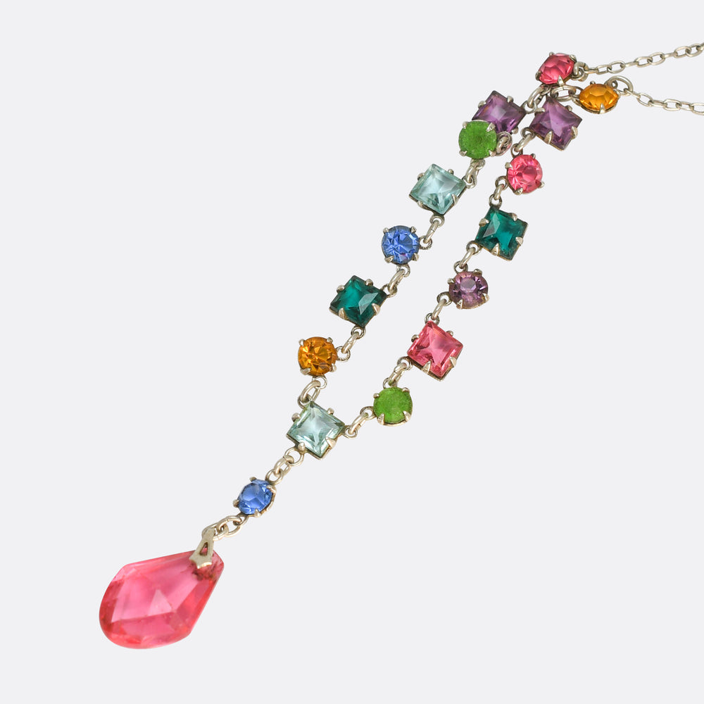 Art Deco Harlequin Paste Drop Necklace