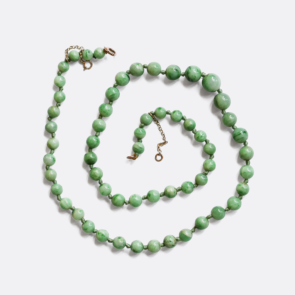 Art Deco Jade Bead Necklace