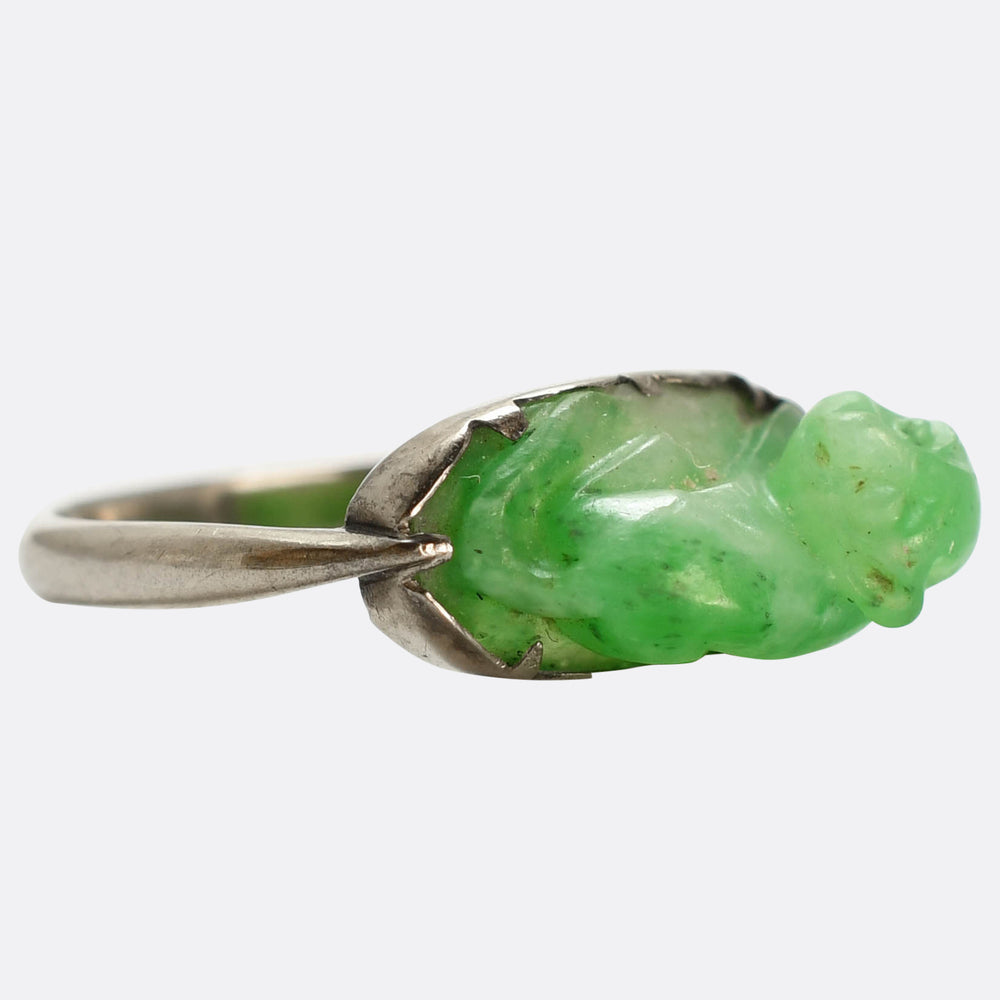 Art Deco Jade Cat Ring
