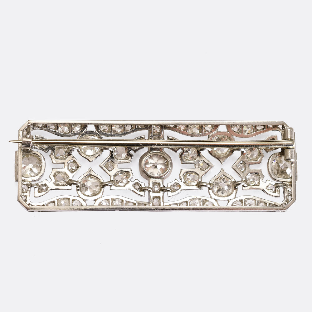 Art Deco Old Cut Diamond Panel Brooch