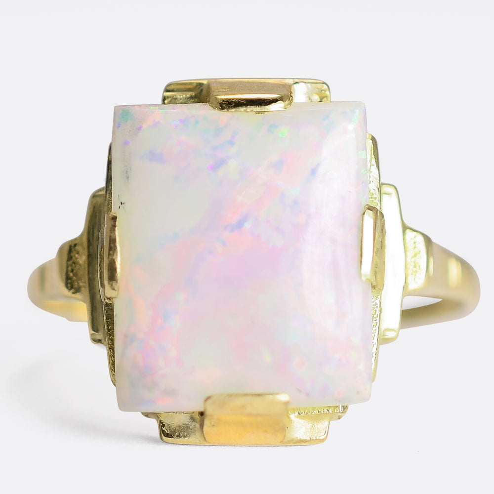 Art Deco Opal Solitaire Ring