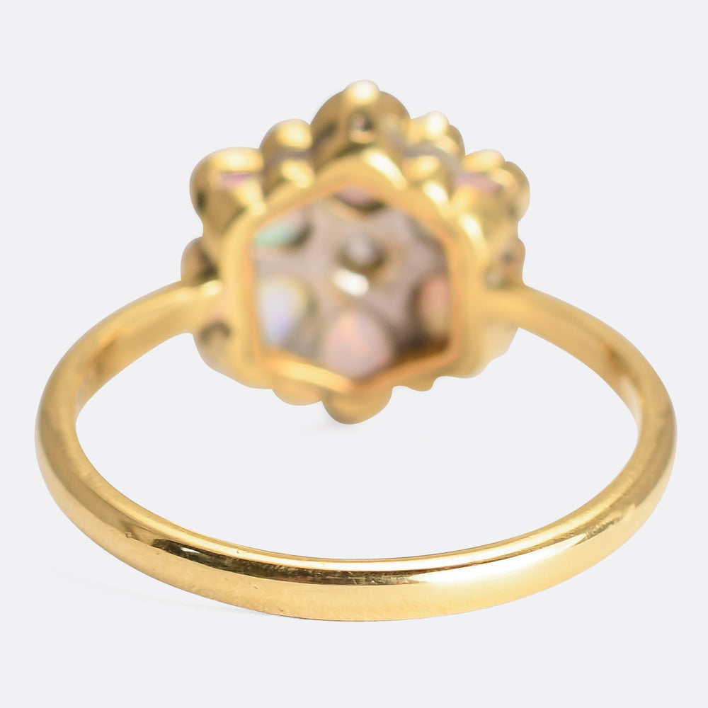 Art Deco Opal & Diamond Flower Cluster Ring