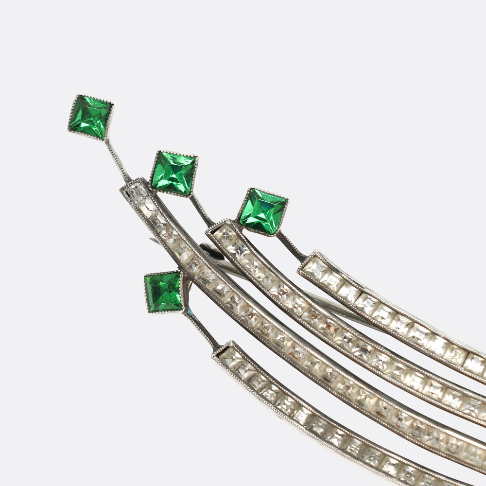 Art Deco Paste Stone Halley's Comet Brooch