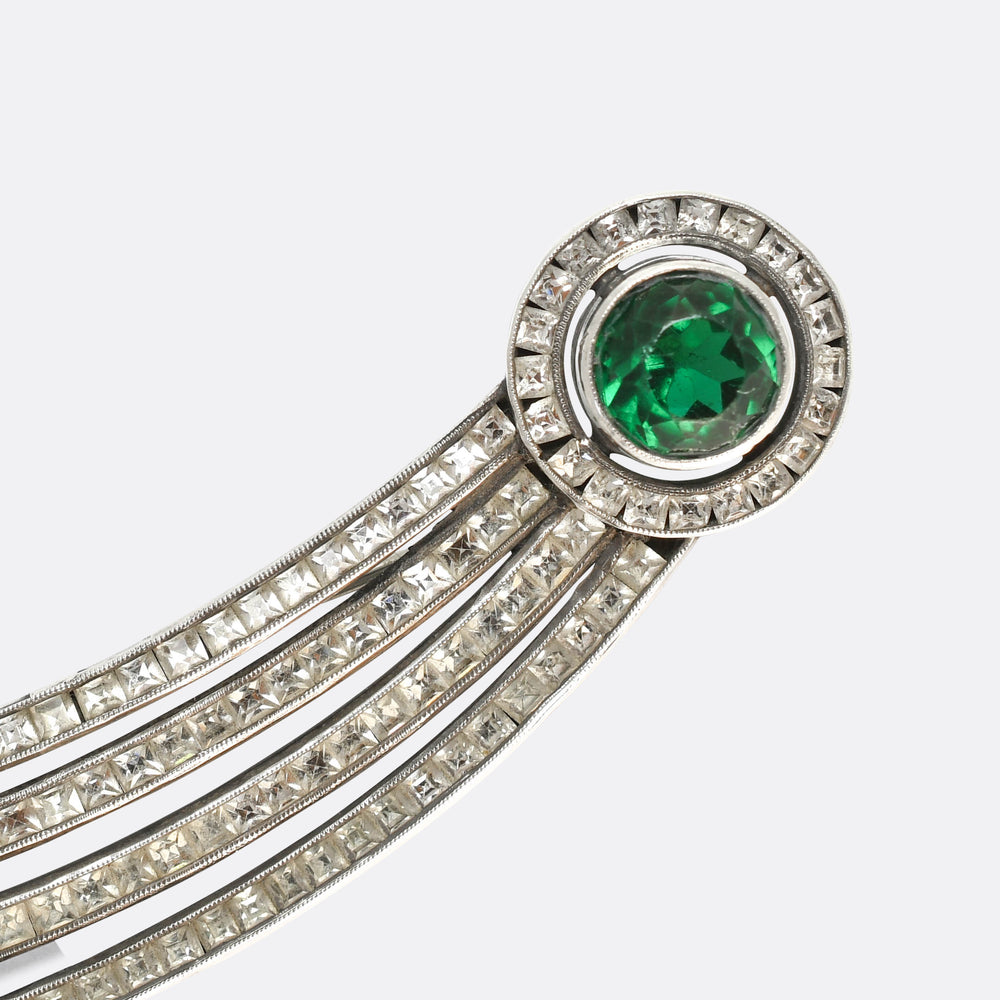 Art Deco Paste Stone Halley's Comet Brooch
