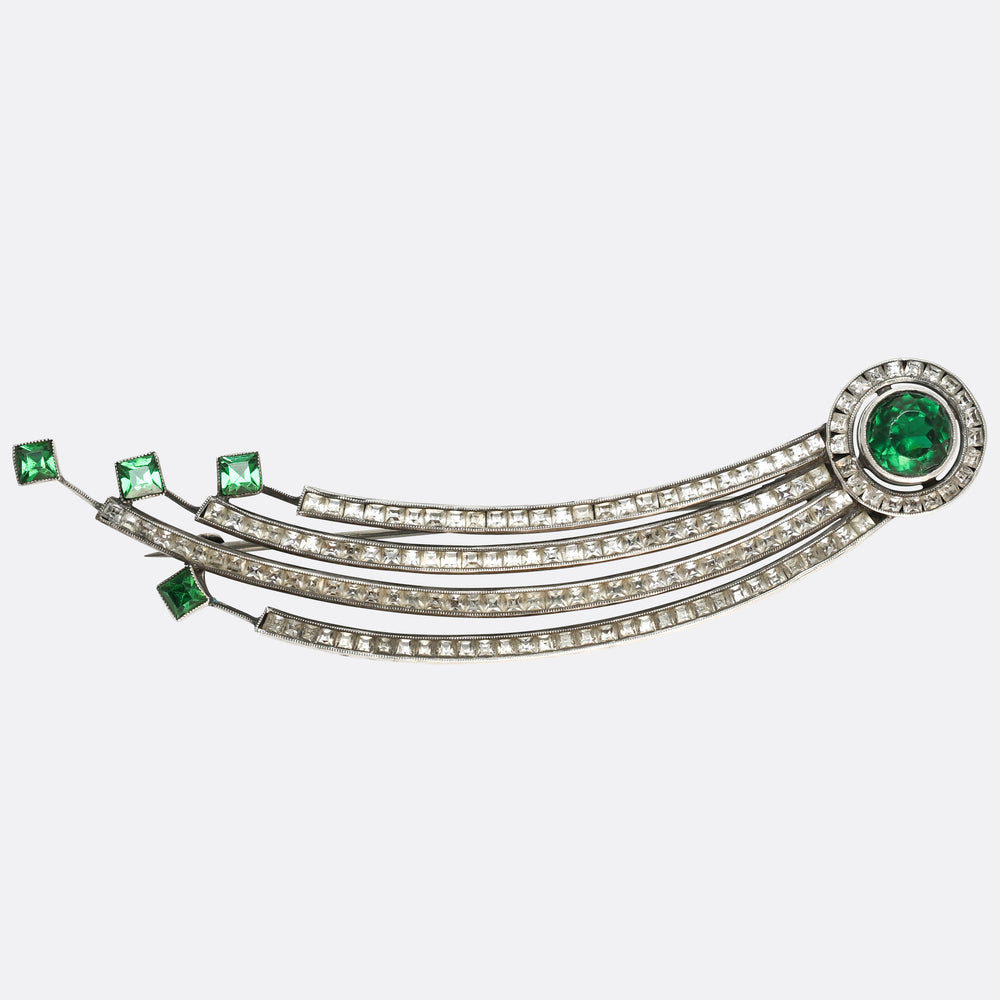 Art Deco Paste Stone Halley's Comet Brooch
