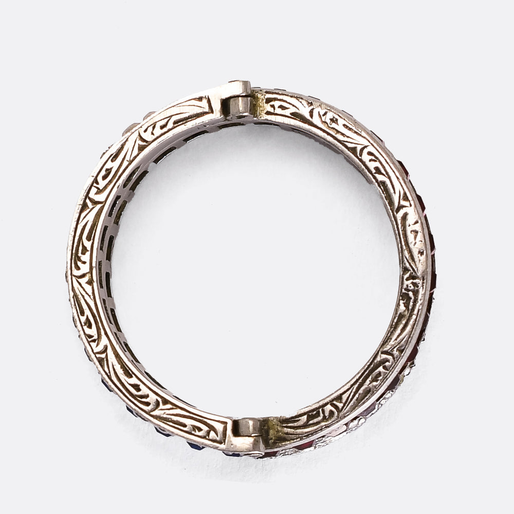 Art Deco Red, White & Blue Paste Day & Night Eternity Ring