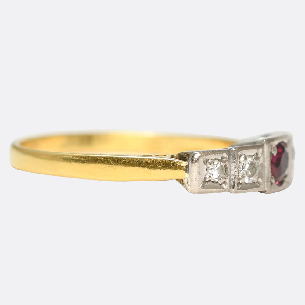 Art Deco Ruby & Diamond 5-Stone Ring