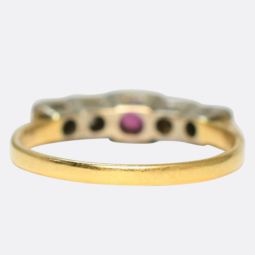 Art Deco Ruby & Diamond 5-Stone Ring