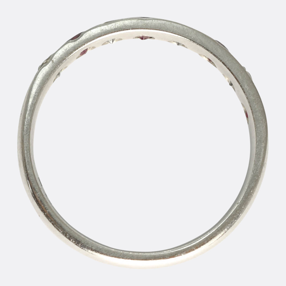 Art Deco Ruby & Diamond Alternating Half Eternity Ring