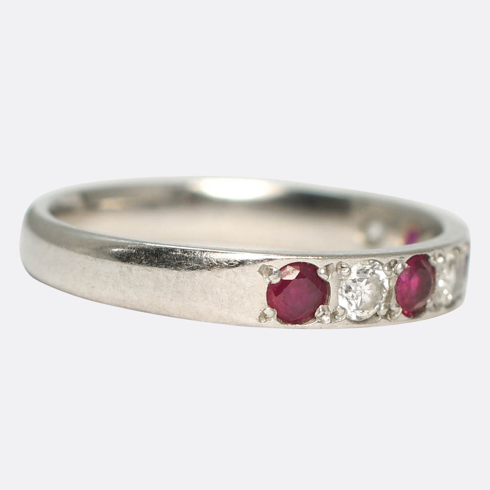 Art Deco Ruby & Diamond Alternating Half Eternity Ring