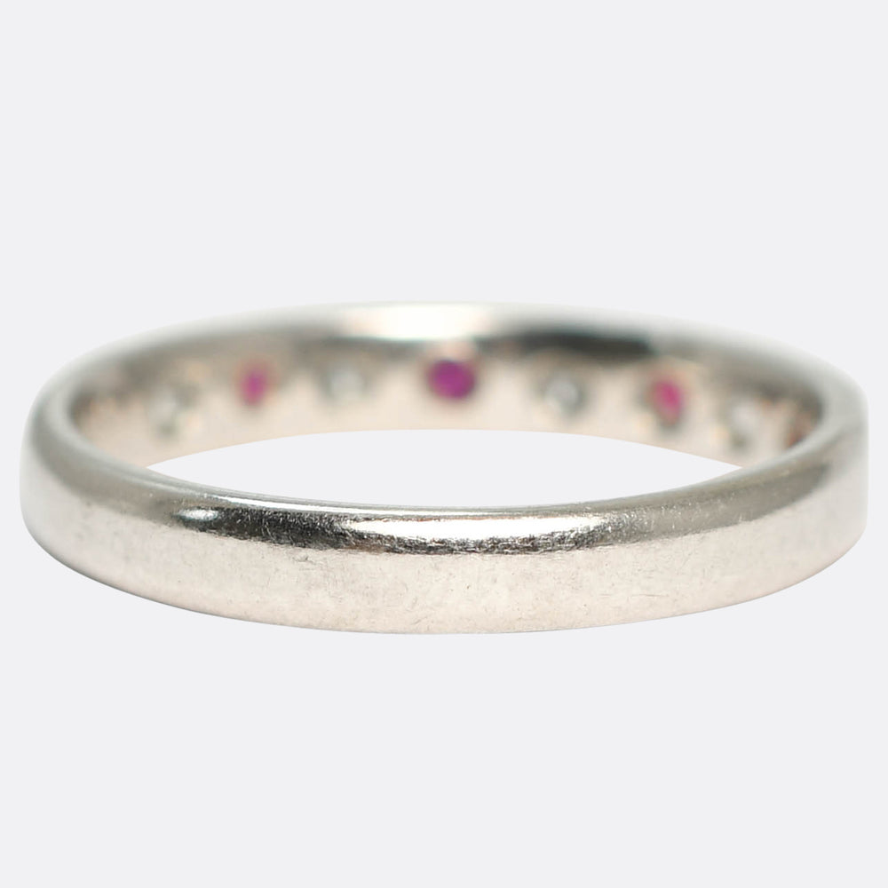 Art Deco Ruby & Diamond Alternating Half Eternity Ring