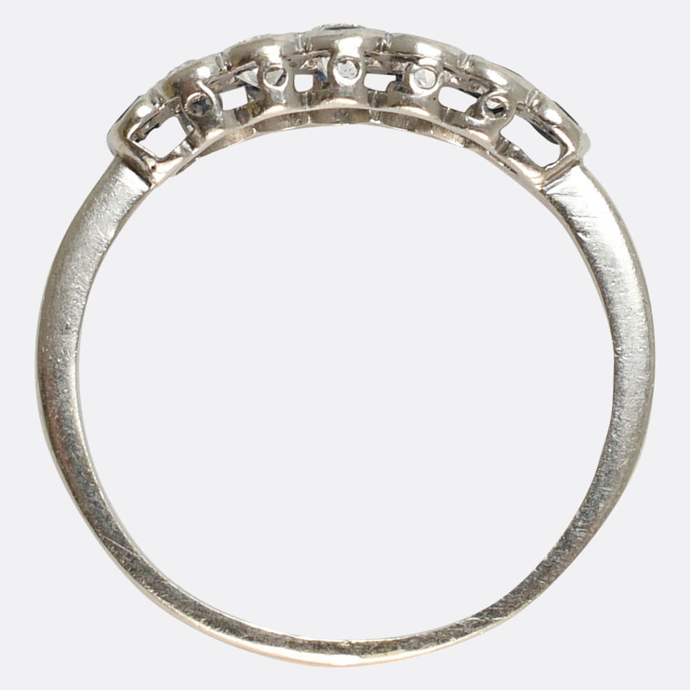 Art Deco Sapphire & Diamond Half Hoop Ring