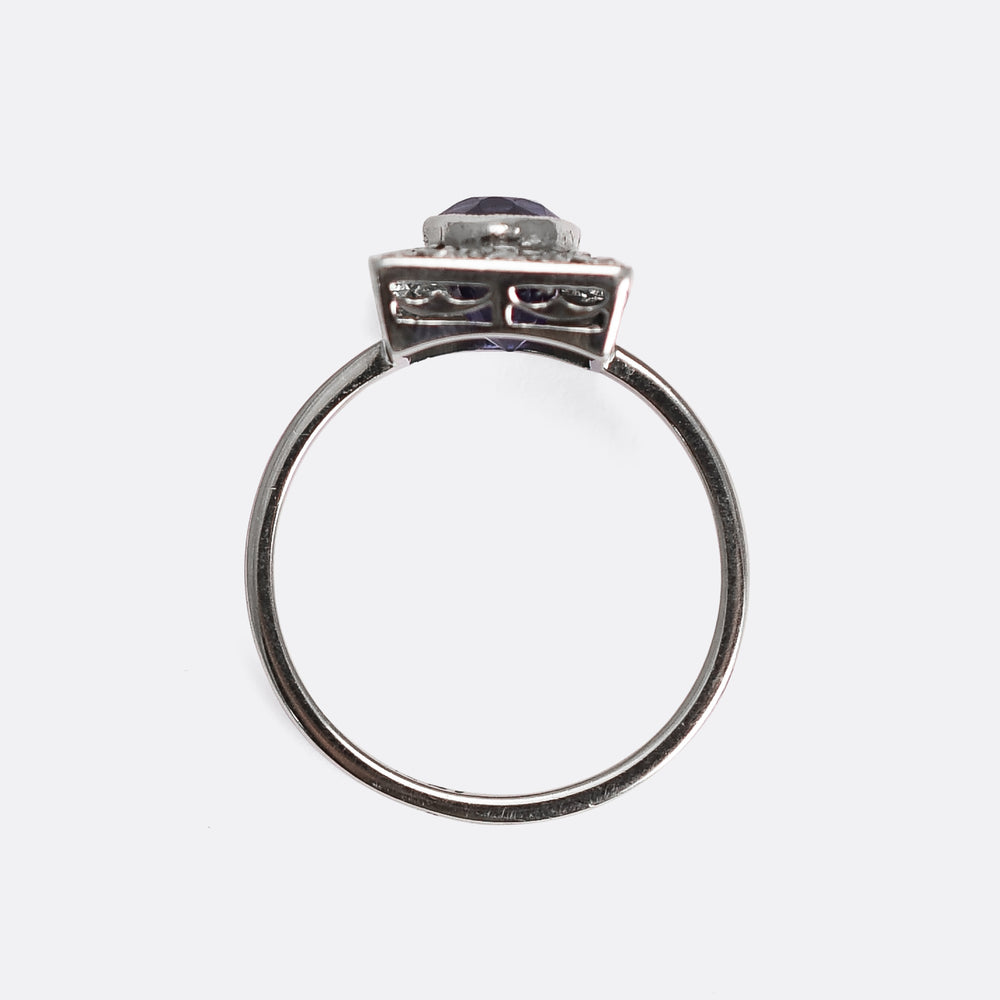 Art Deco Sapphire & Diamond Square Cluster Ring