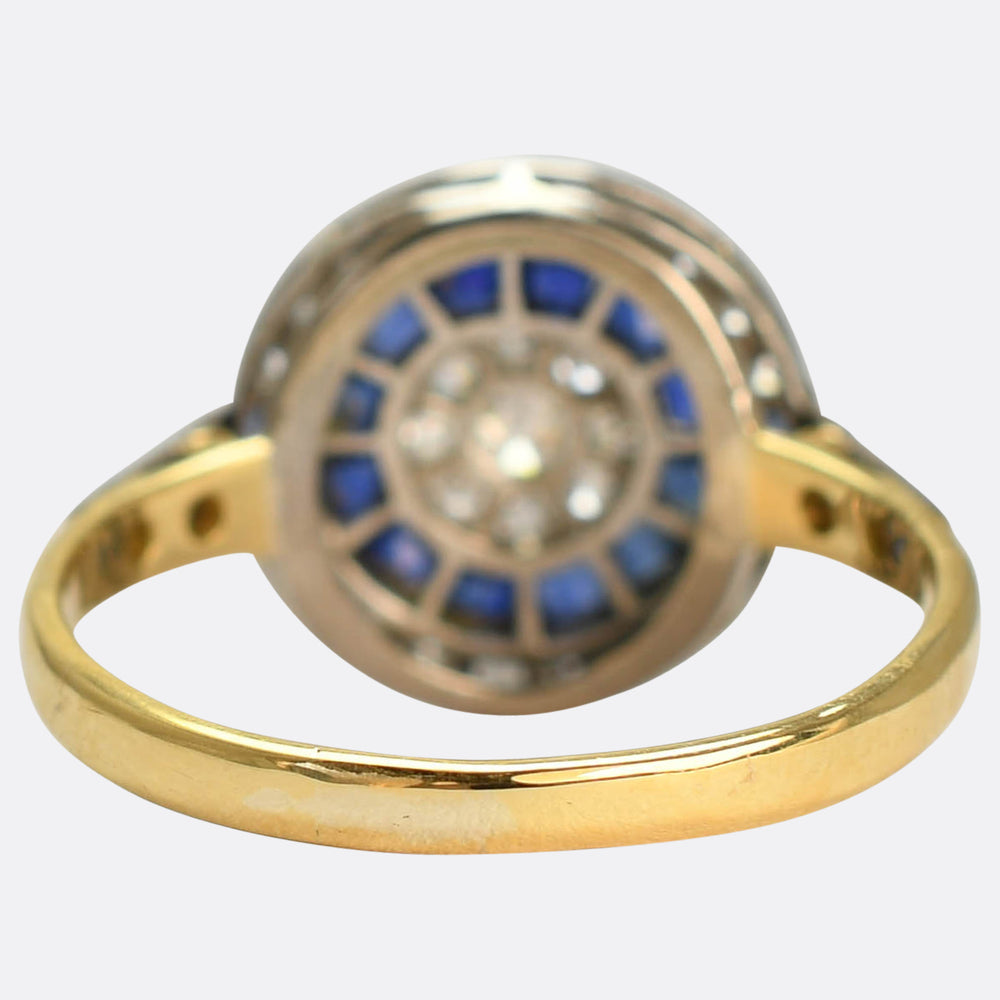 Art Deco Sapphire & Diamond Target Cluster Ring