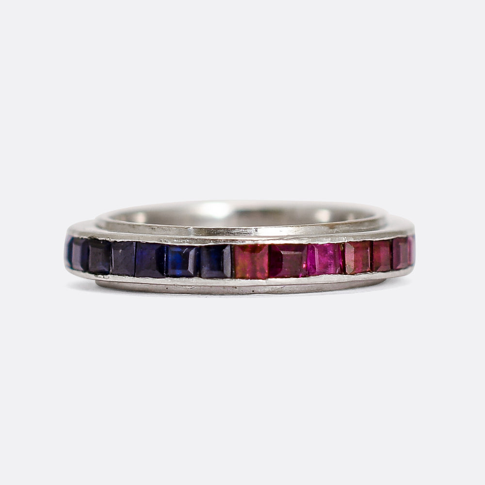 Art Deco Sapphire & Ruby Day & Night Eternity Ring
