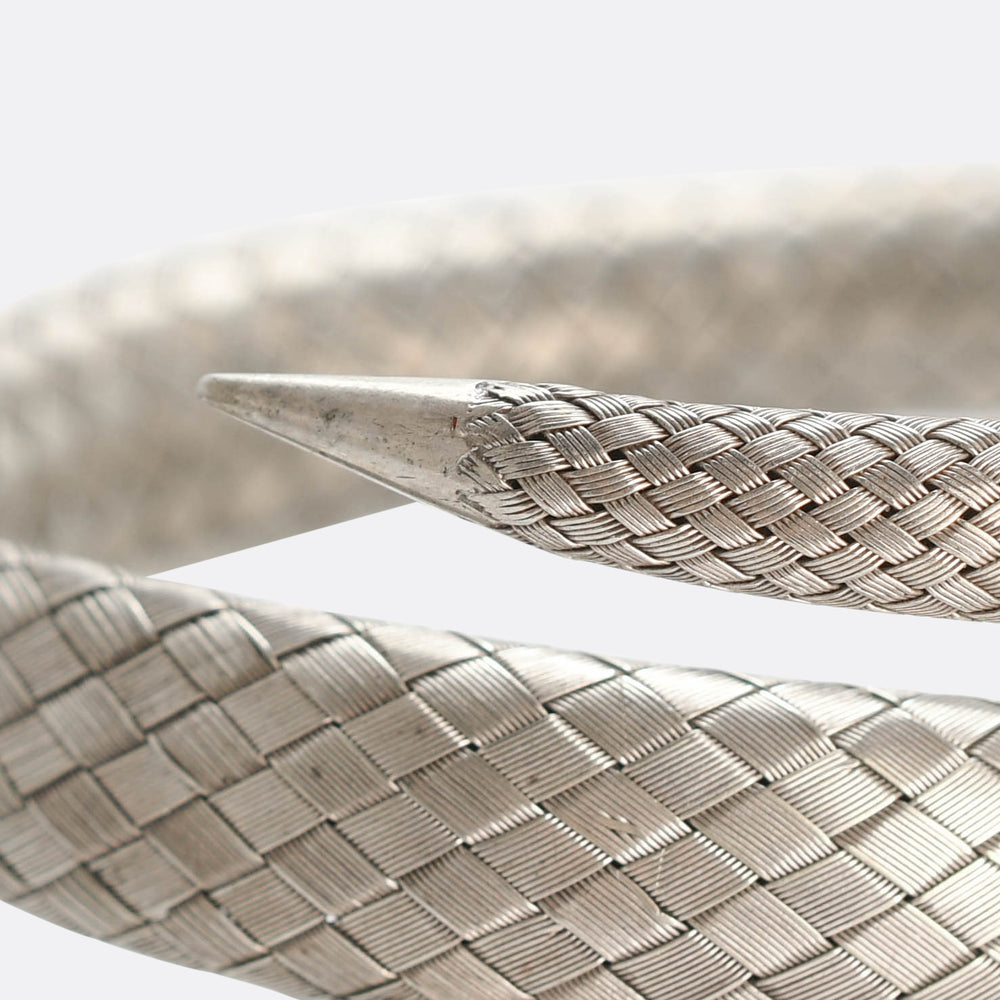 Art Deco Silver Coiled Snake Bangle