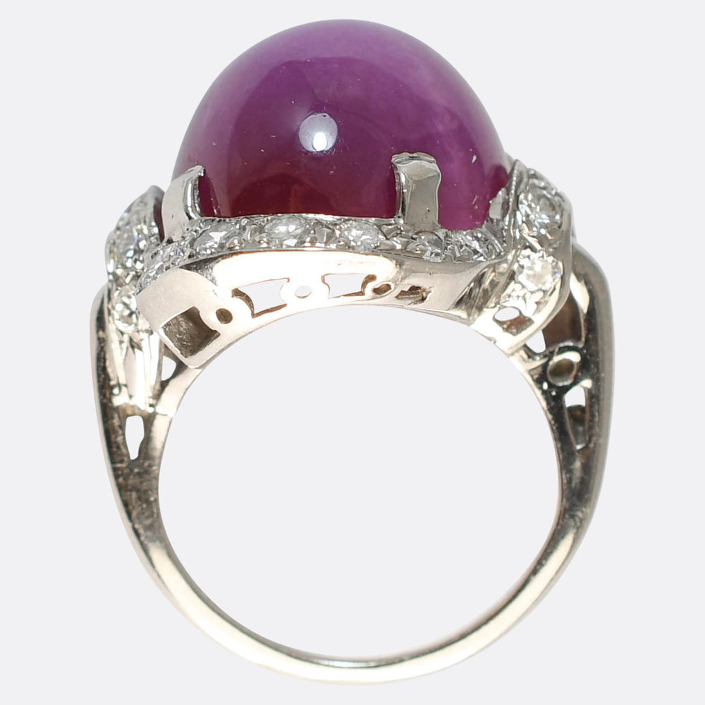 Art Deco Star Ruby & Diamond Cluster Ring