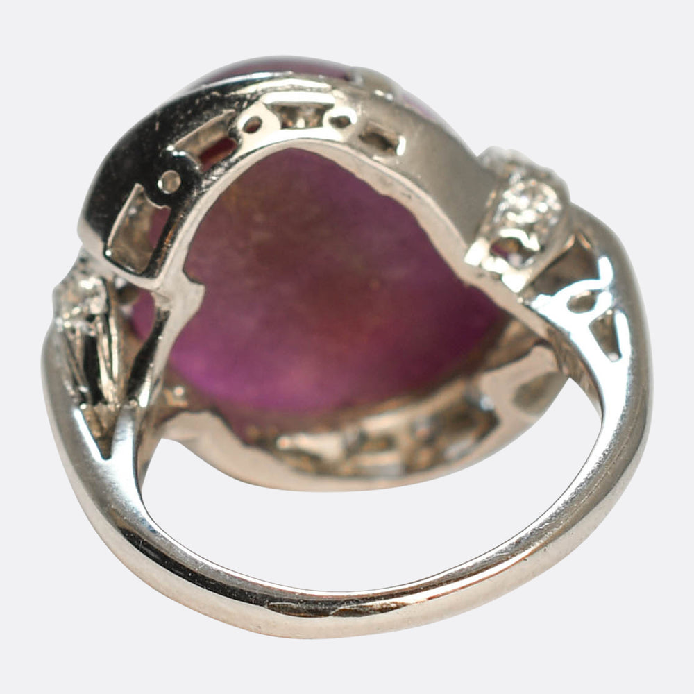 Art Deco Star Ruby & Diamond Cluster Ring