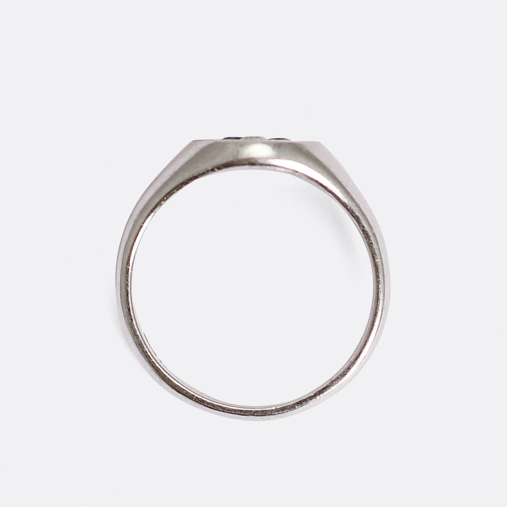 Art Deco Three Stone Signet Ring