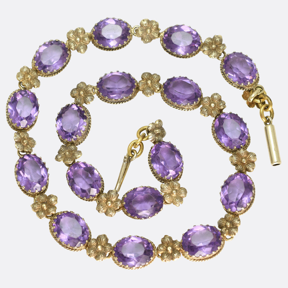 Art Nouveau Amethyst Flower Rivière Necklace