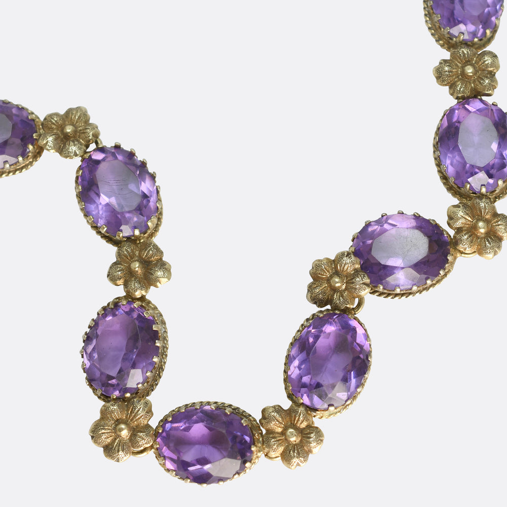 Art Nouveau Amethyst Flower Rivière Necklace