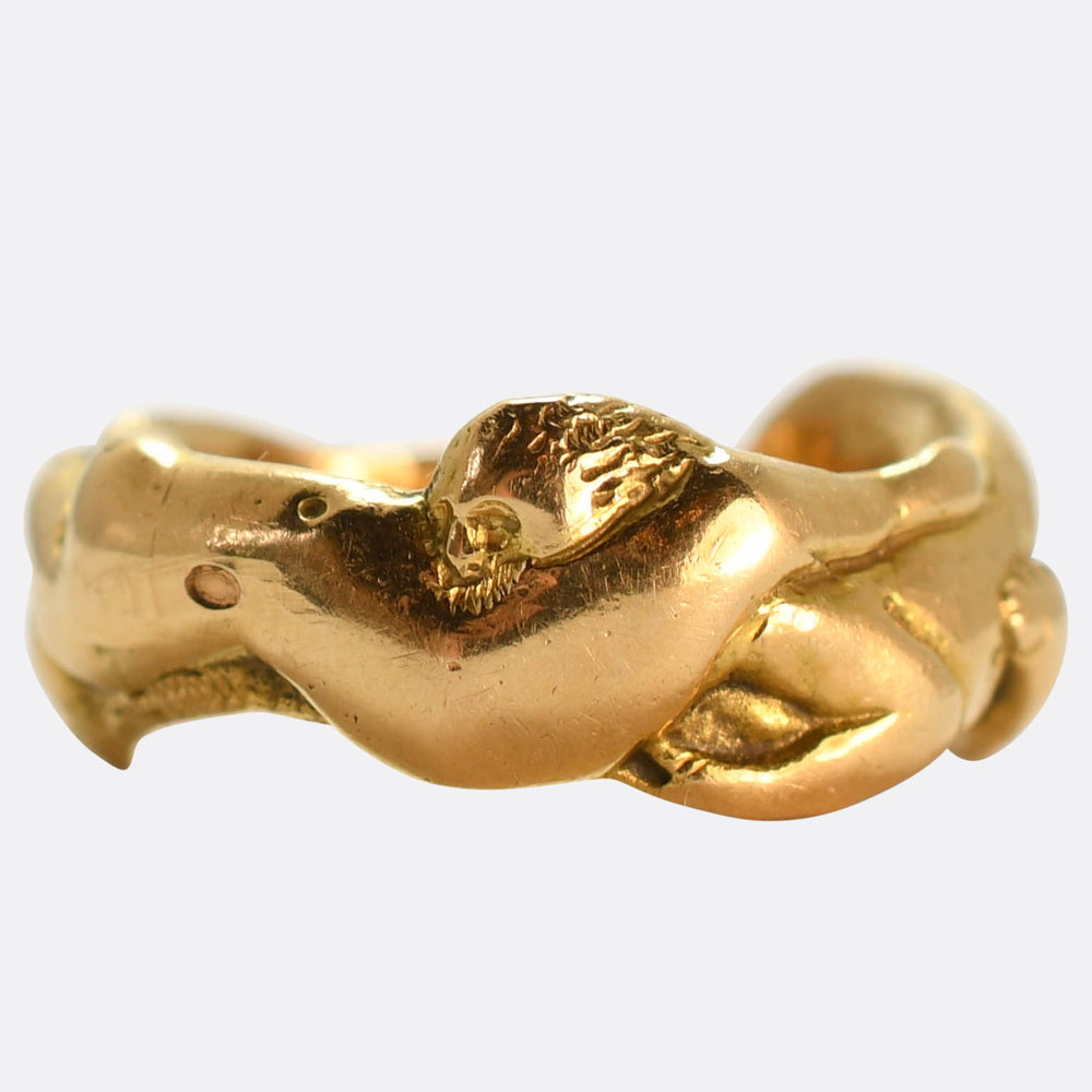 Art Nouveau French 18k Gold Erotic Ring