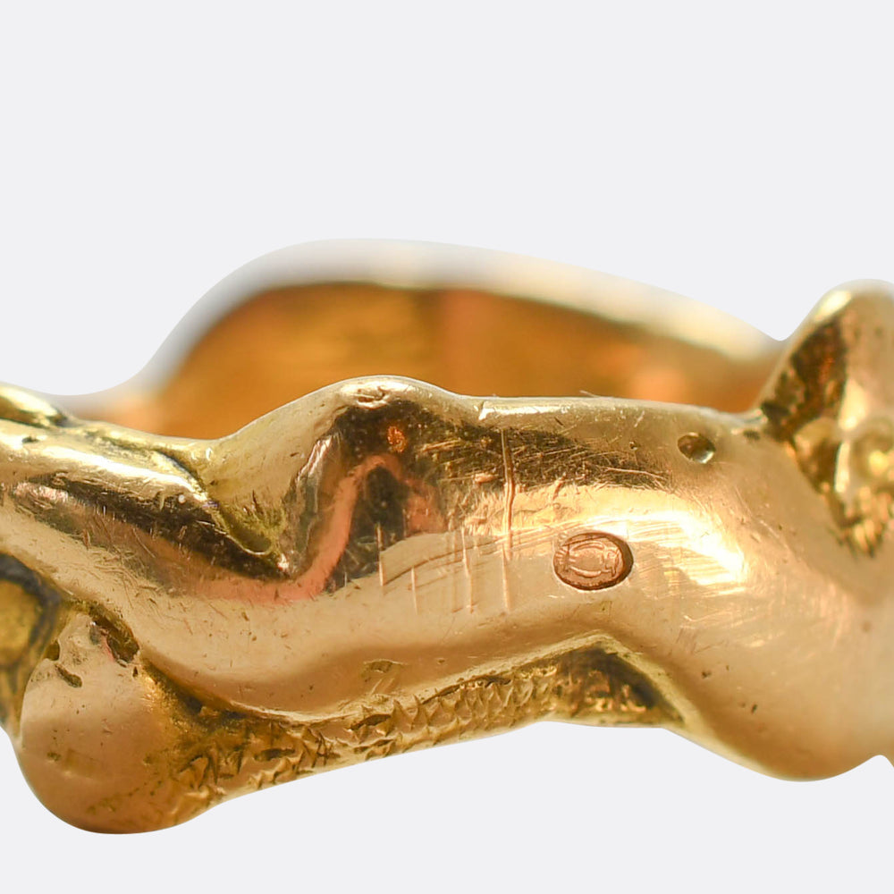 Art Nouveau French 18k Gold Erotic Ring