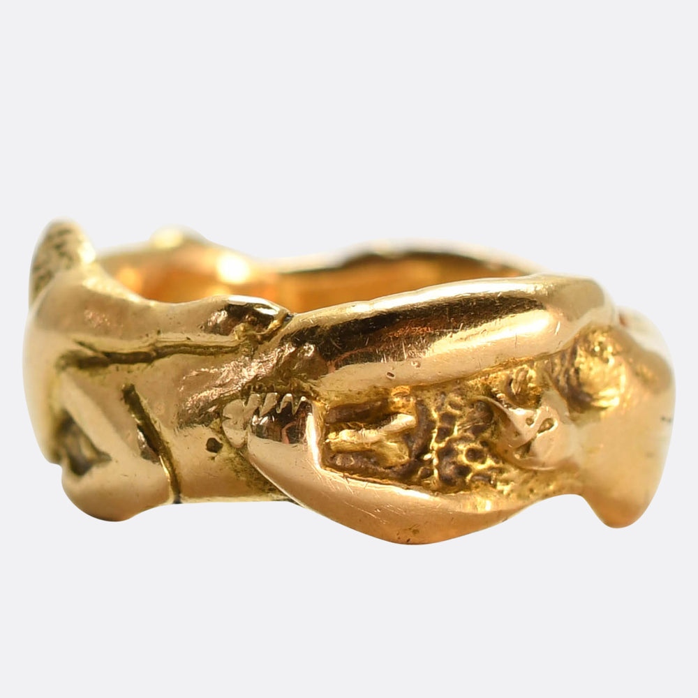 Art Nouveau French 18k Gold Erotic Ring