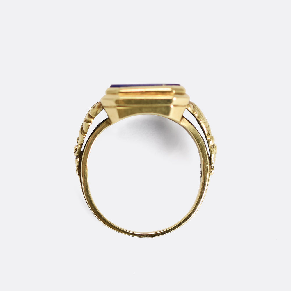 Art Nouveau Lapis Lazuli Signet Ring