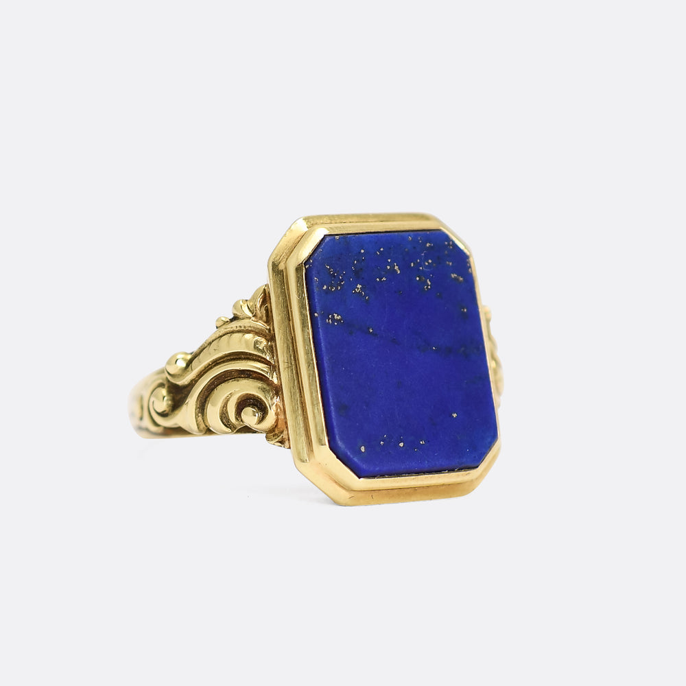 Art Nouveau Lapis Lazuli Signet Ring