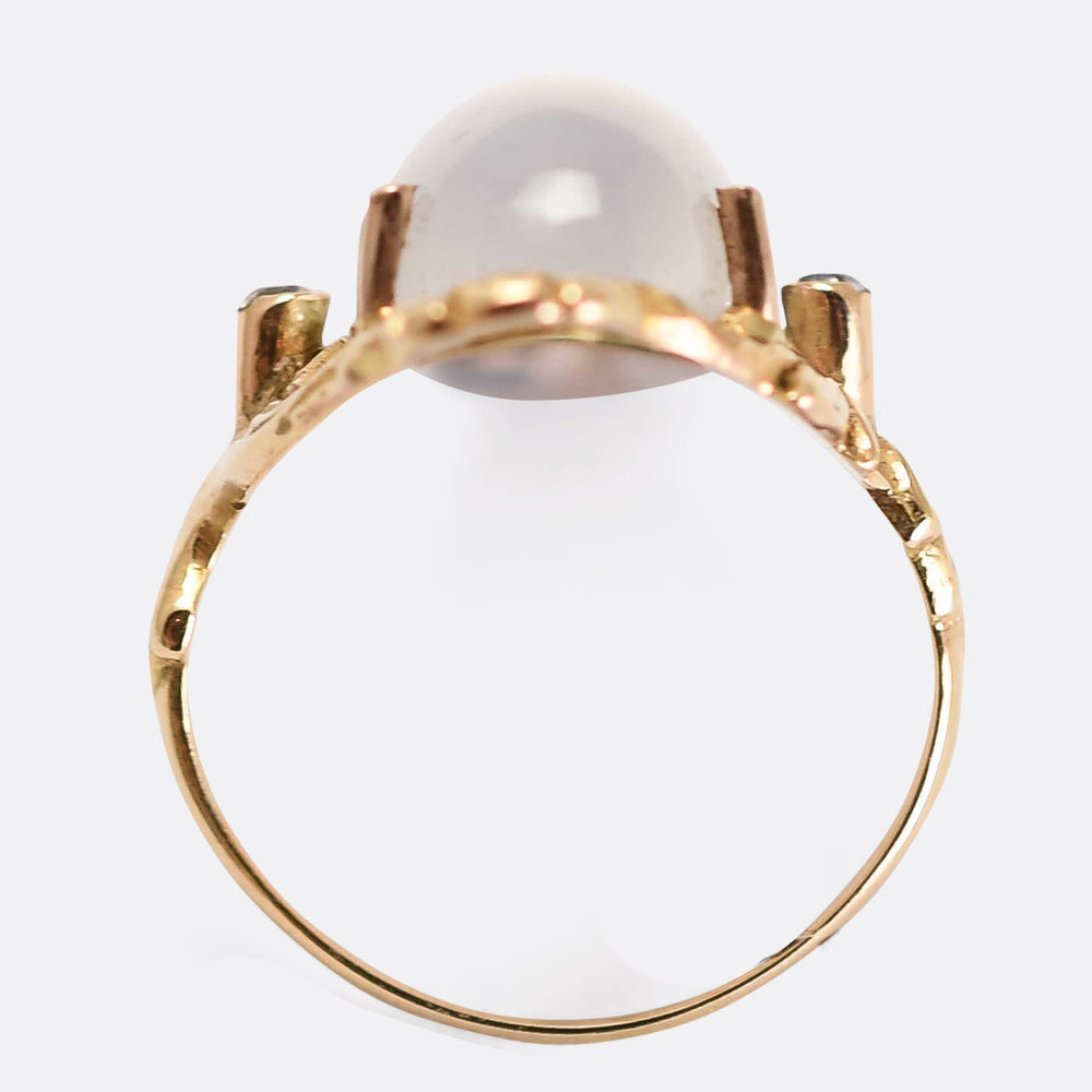 Art Nouveau Moonstone & Diamond Ring