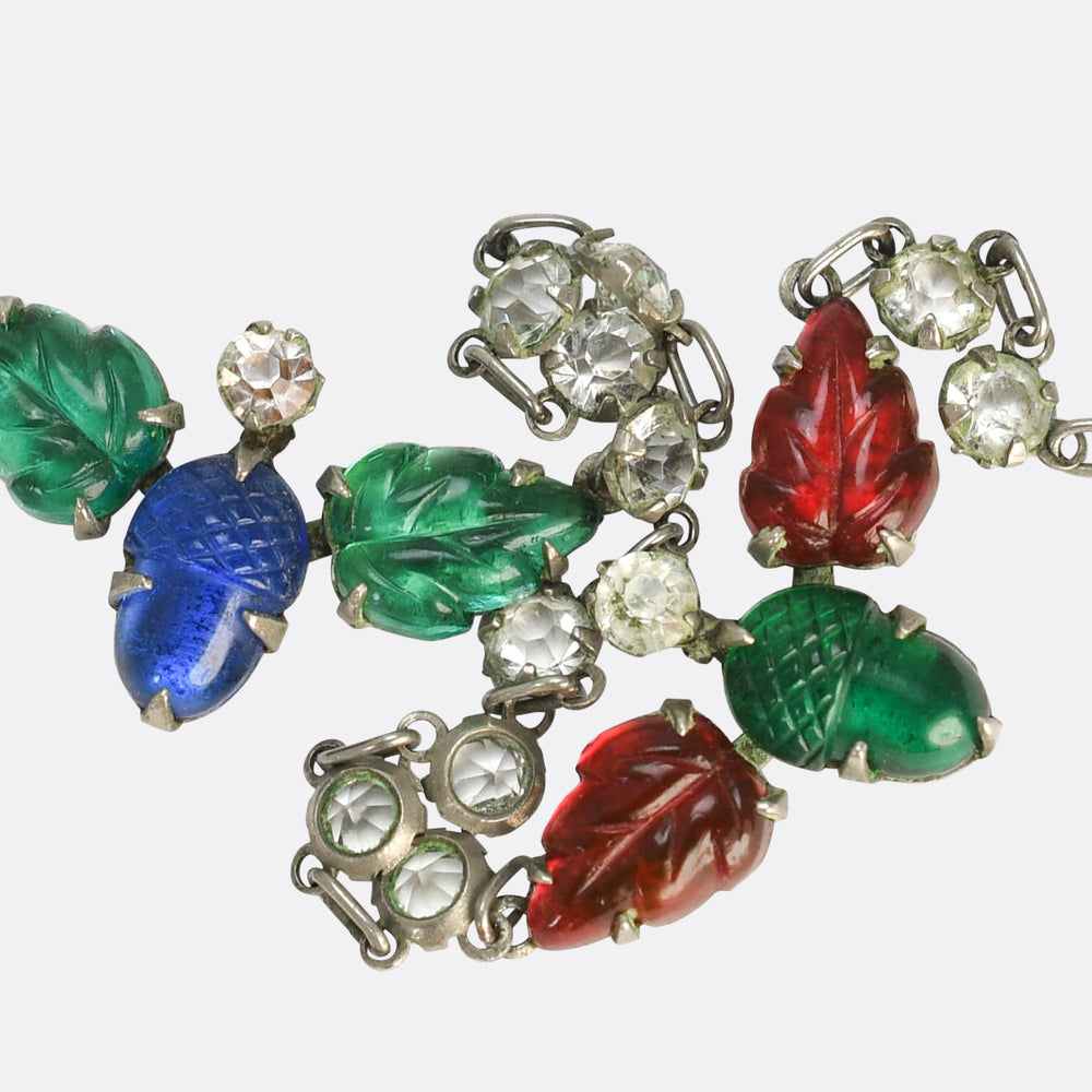 Art Nouveau Paste Tutti Fruity Silver Chain Necklace