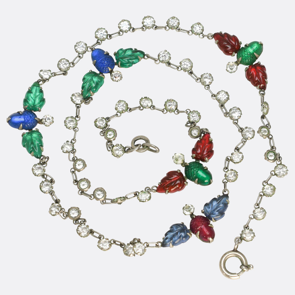 Art Nouveau Paste Tutti Fruity Silver Chain Necklace