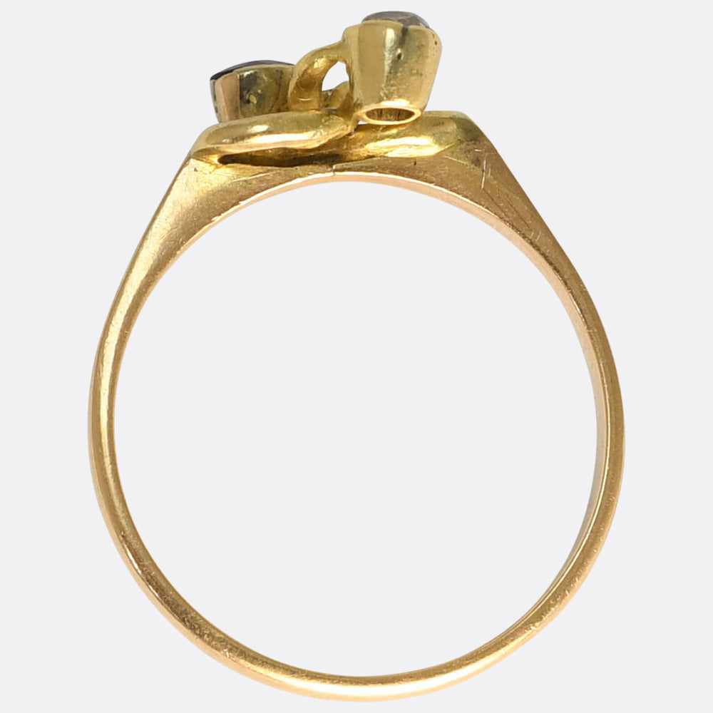 Art Nouveau Ruby & Diamond Lover's Knot Twist Ring