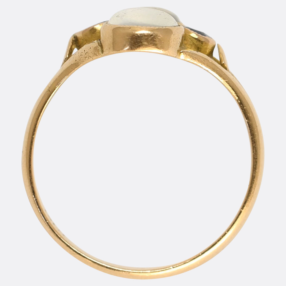 Arts & Crafts Moonstone & Sapphire Cluster Ring