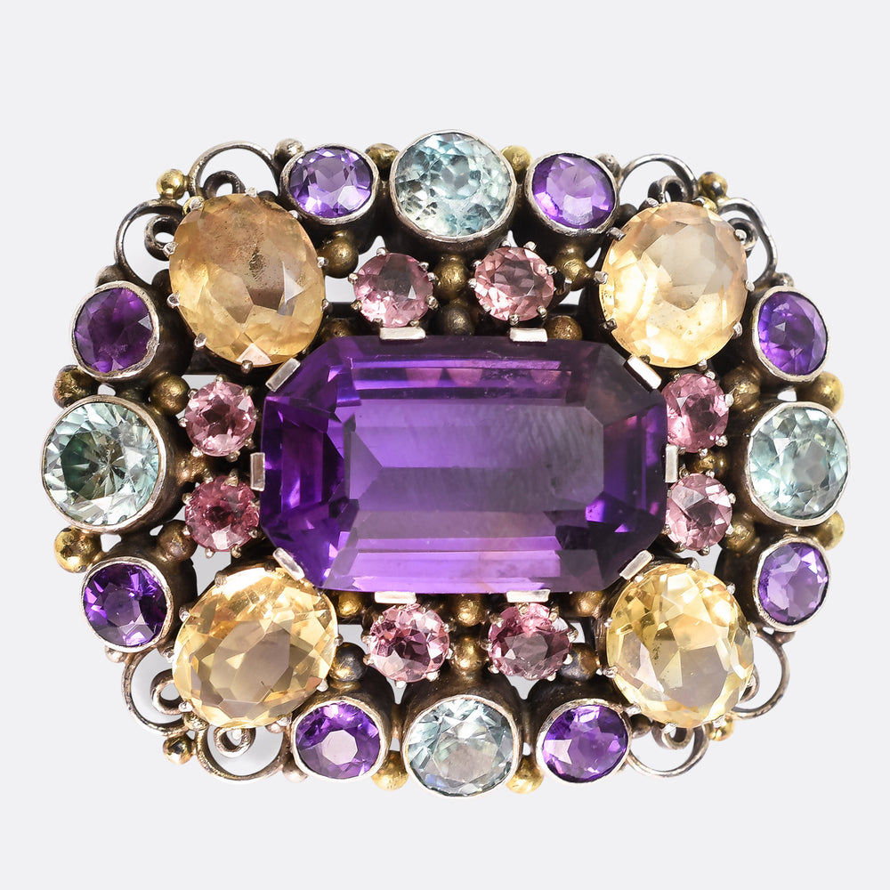 Arts & Crafts Multi-Gem Brooch Attributed to Dorrie Nossiter