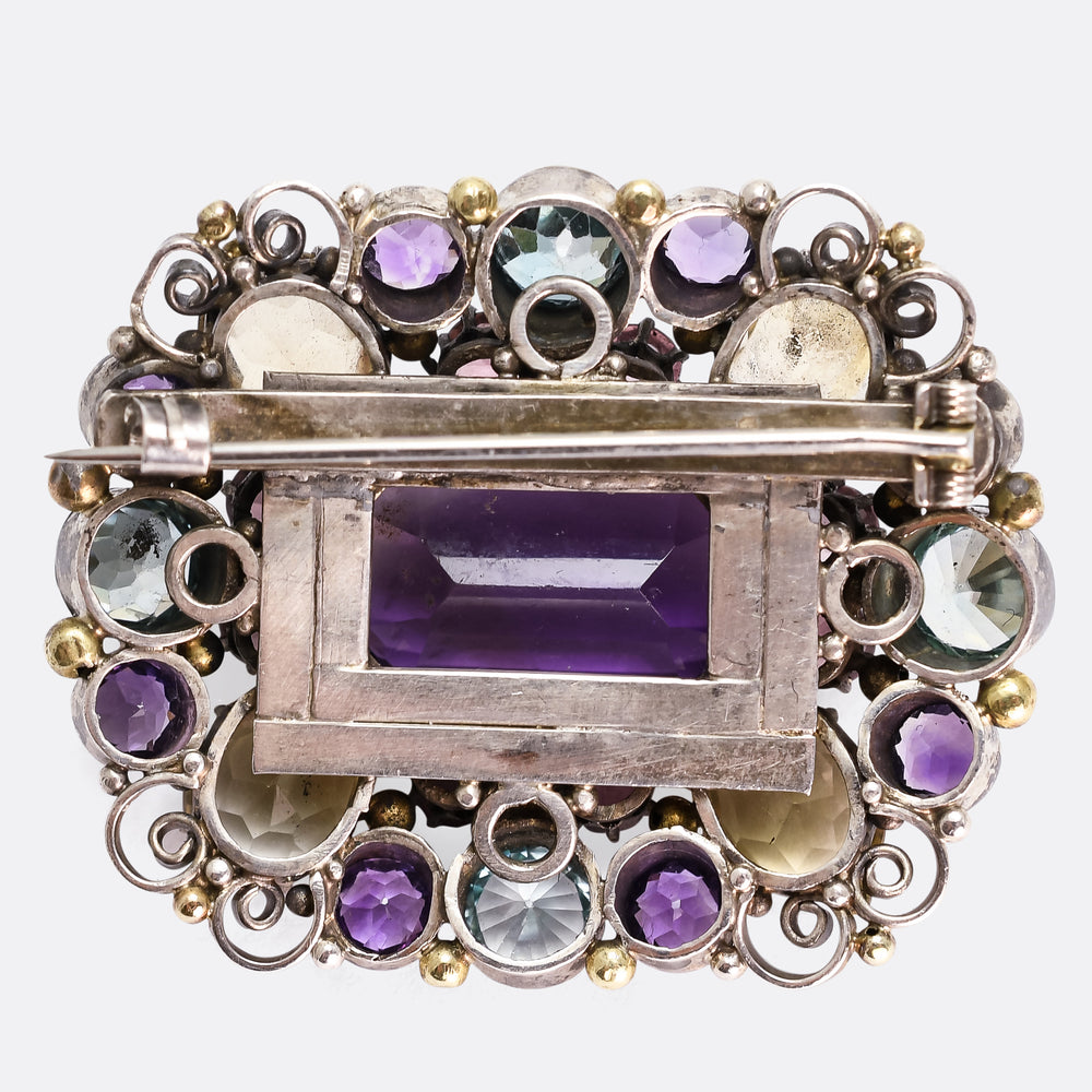 Arts & Crafts Multi-Gem Brooch Attributed to Dorrie Nossiter