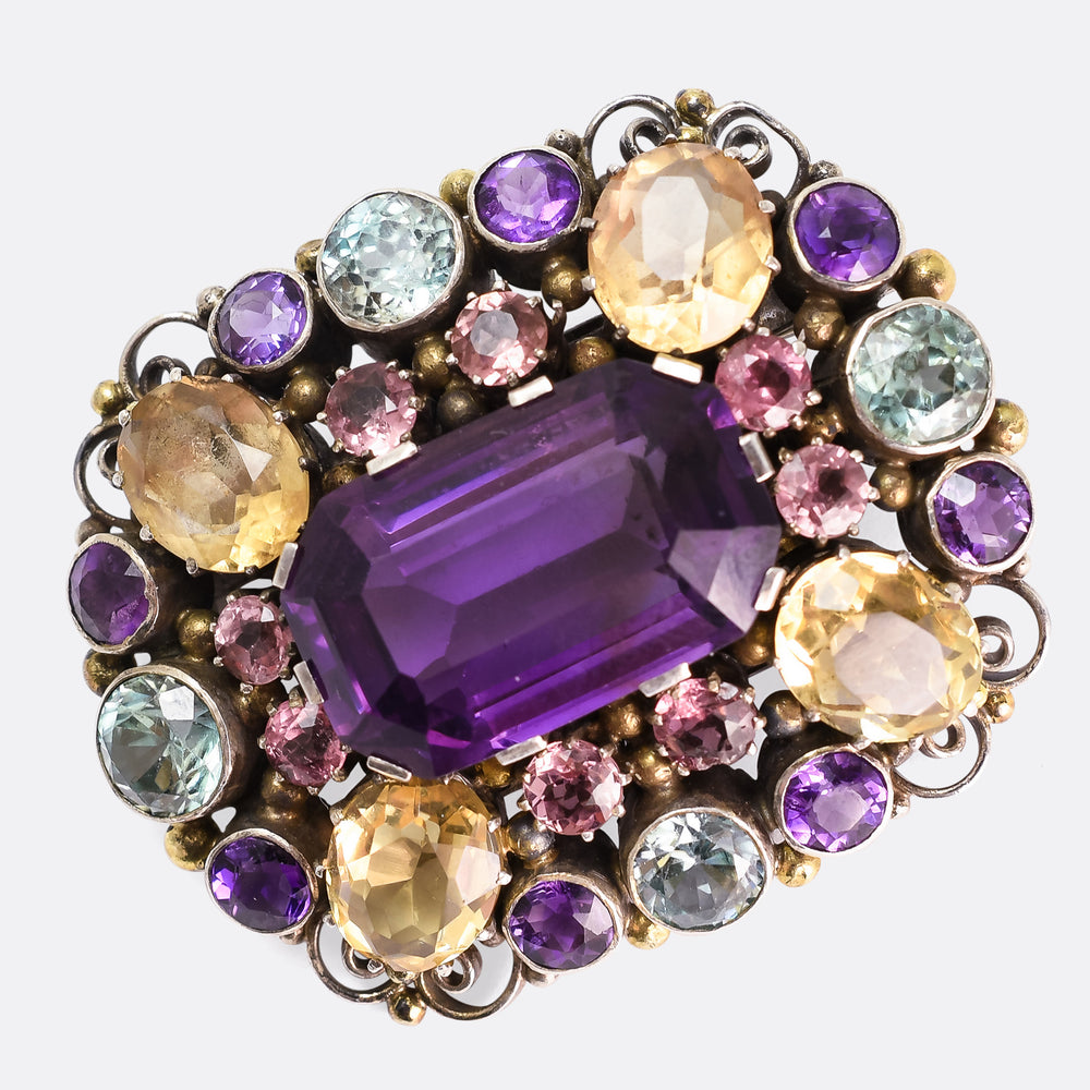 Arts & Crafts Multi-Gem Brooch Attributed to Dorrie Nossiter