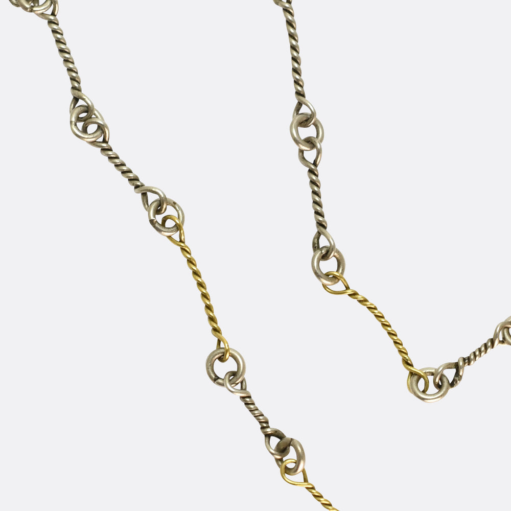 Arts & Crafts Multi-Gem Pendant & Chain Attributed to Dorrie Nossiter