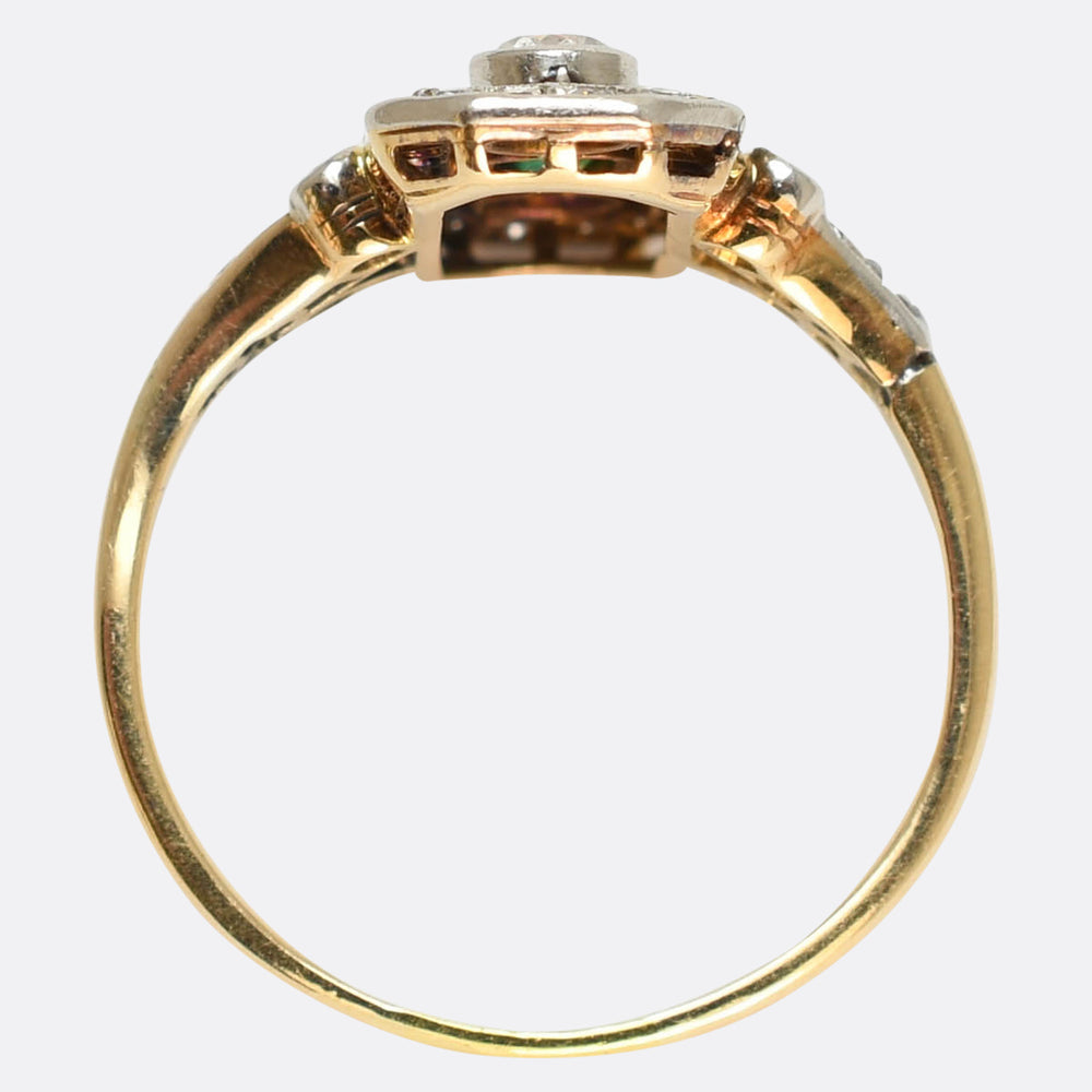 Belle Époque Emerald & Diamond Panel Openwork Ring