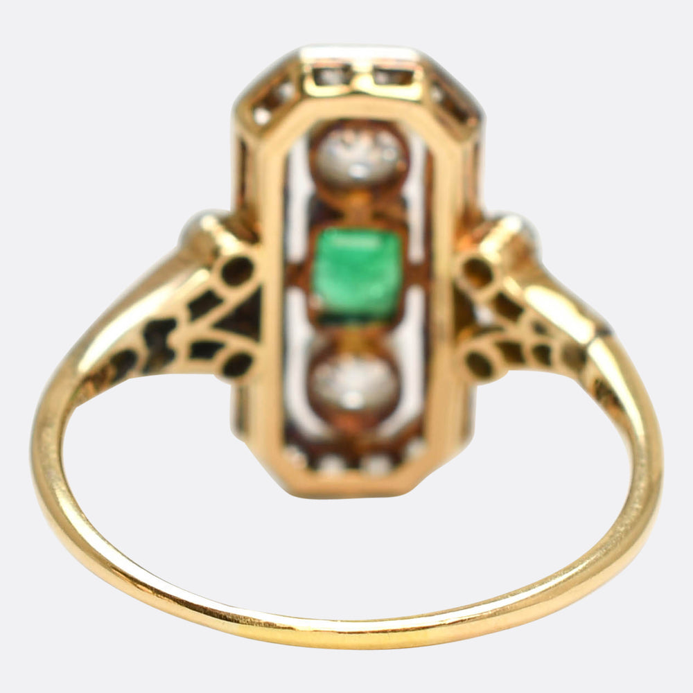 Belle Époque Emerald & Diamond Panel Openwork Ring