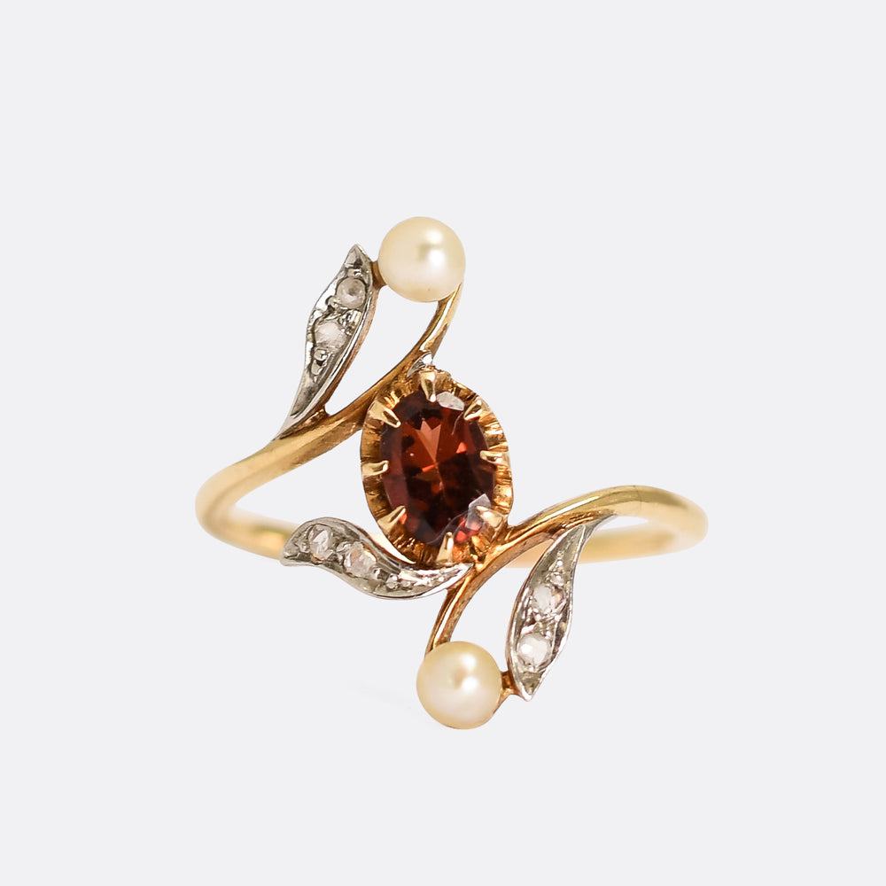Belle Époque Pearl & Garnet Spray Ring