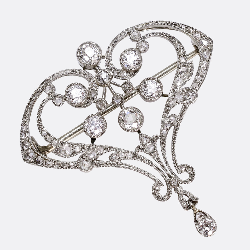 Belle Époque Platinum Diamond Brooch