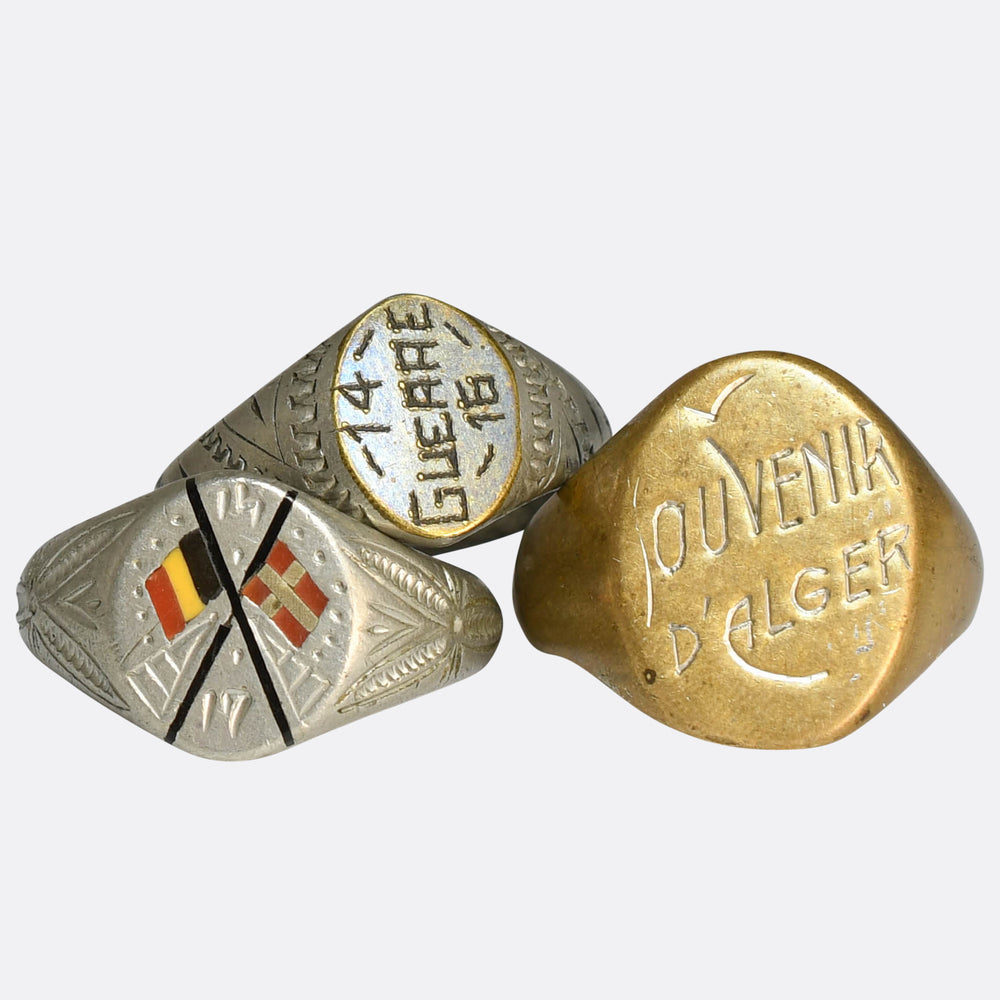 Collection of Three WW1 Trench Art Signet Rings