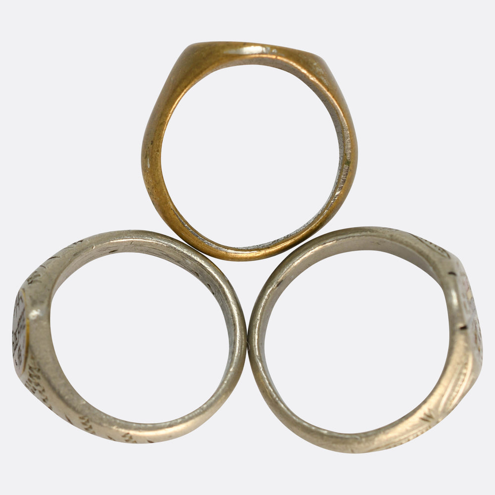 Collection of Three WW1 Trench Art Signet Rings