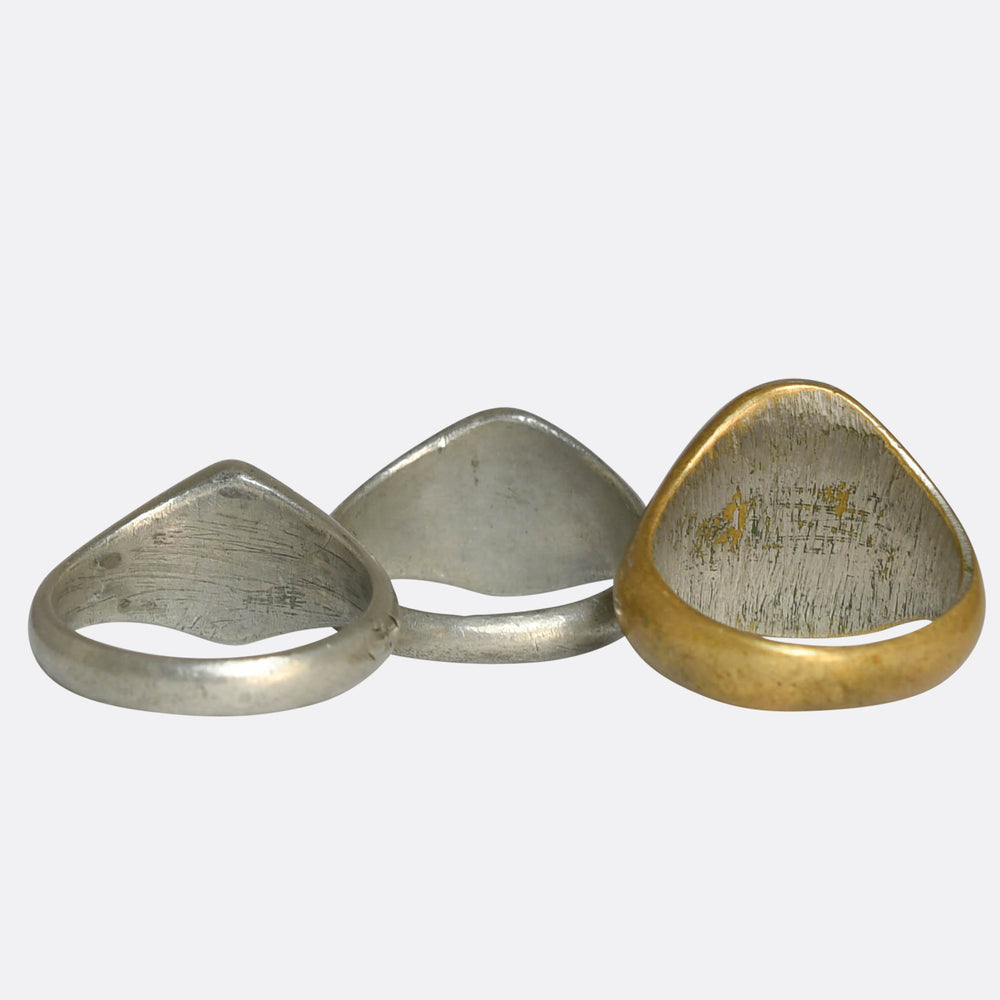 Collection of Three WW1 Trench Art Signet Rings