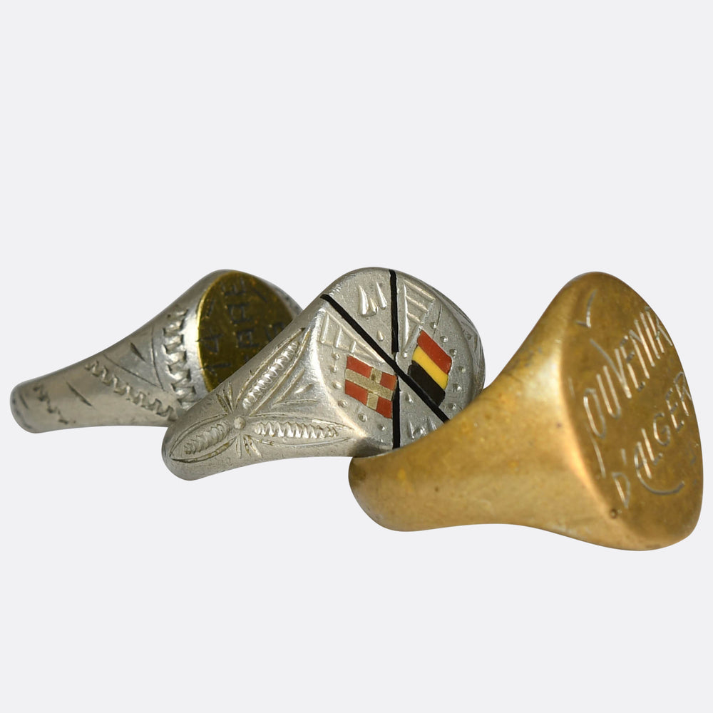 Collection of Three WW1 Trench Art Signet Rings