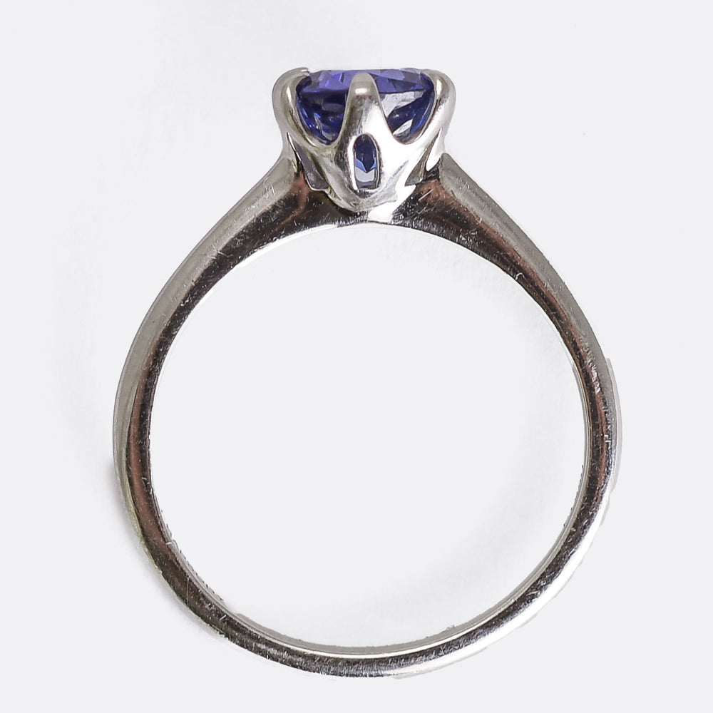 Contemporary Platinum 1ct Tanzanite Solitaire Ring